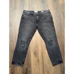 FRAME Jeans Womens 28‎ Black Le Garcon Crop Boyfriend Cropped Distressed Denim